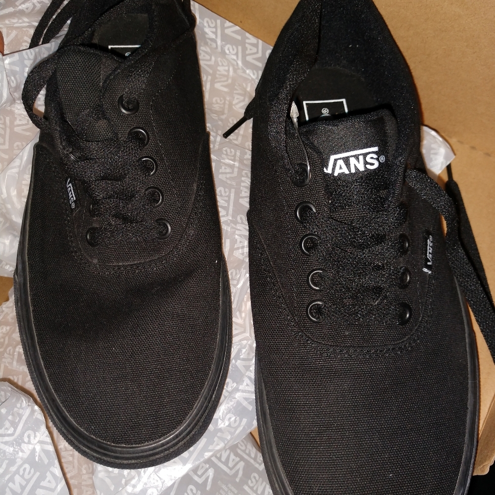 Brand New Black with black soles Vans still in box sz 8 men's /9.5 women's